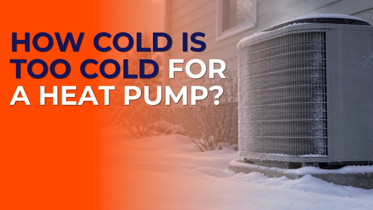 Outdoor heat pump unit in snow on a cold Iowa morning, illustrating cold weather heat pump performance